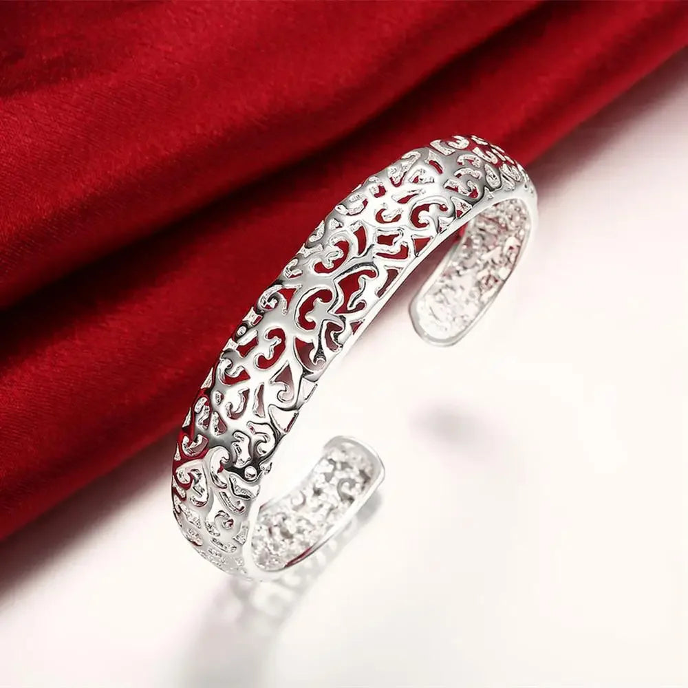 Vintage Hollow Filigree Silver Cuff