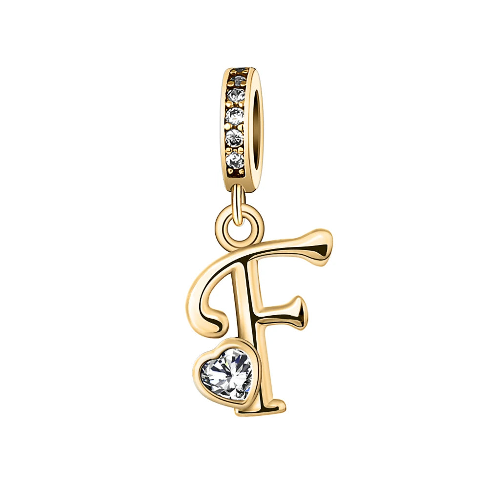 Silver Heart Initial Charm