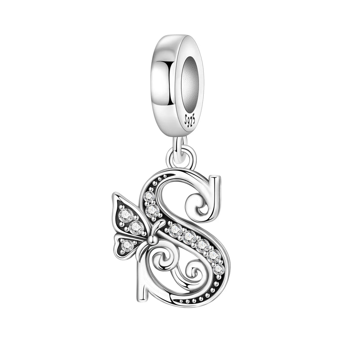 Zircon Butterfly Letter Charm