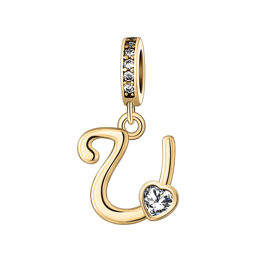 Silver Heart Initial Charm
