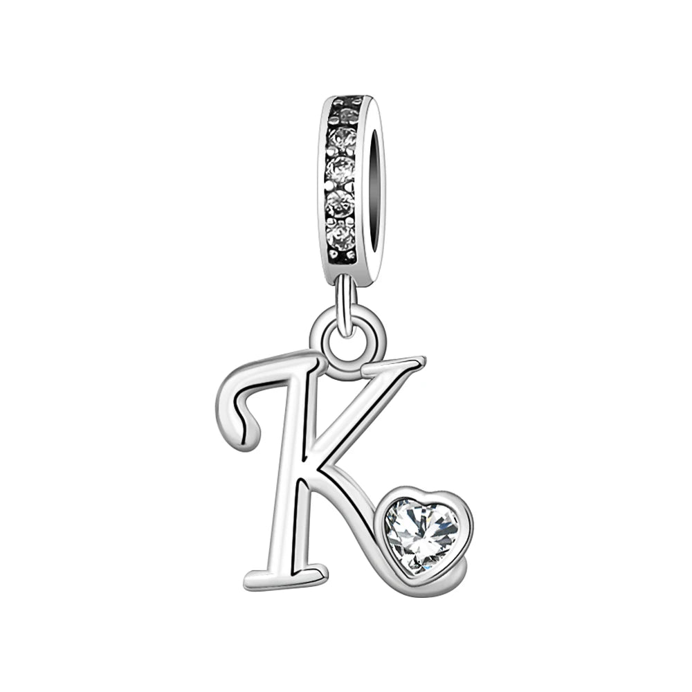 Silver Heart Initial Charm