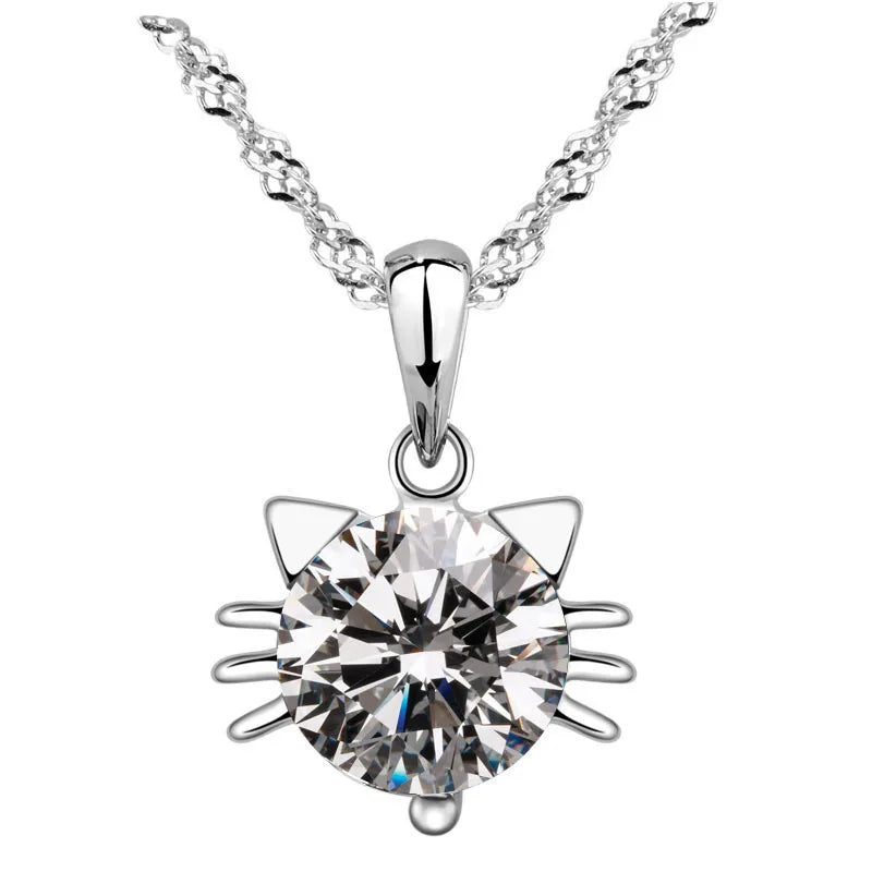 New 925 Sterling Silver Necklace Moissanite Pendant Cute for Women Noble Wedding Jewelry Fine Fashion Accessories Party Gift