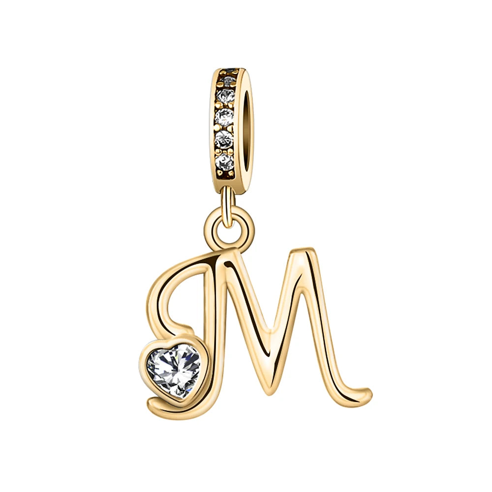 Silver Heart Initial Charm