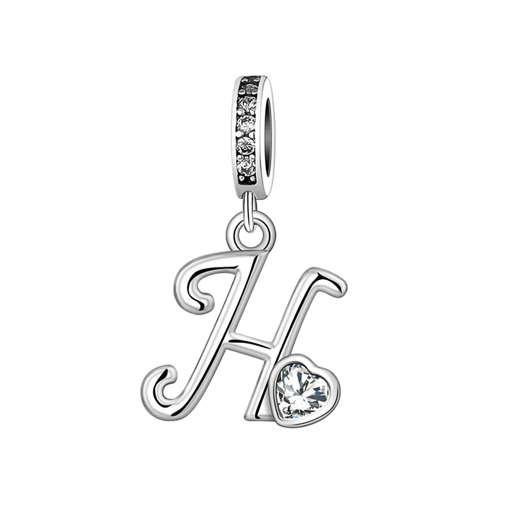 Silver Heart Initial Charm