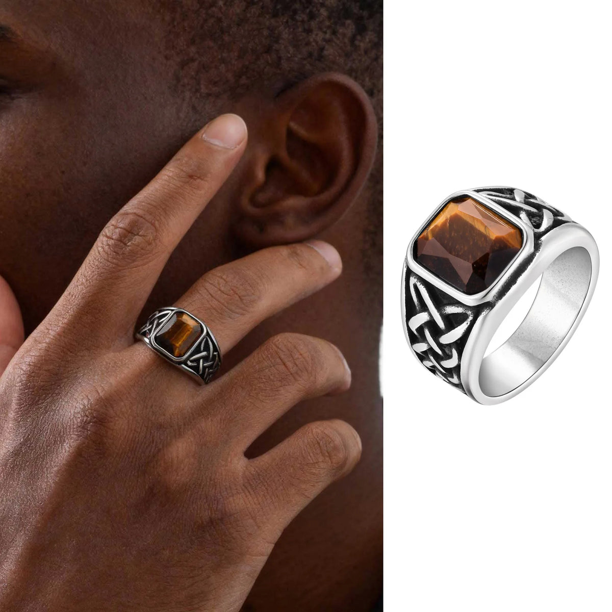 Vintage Black Stone Signet Ring