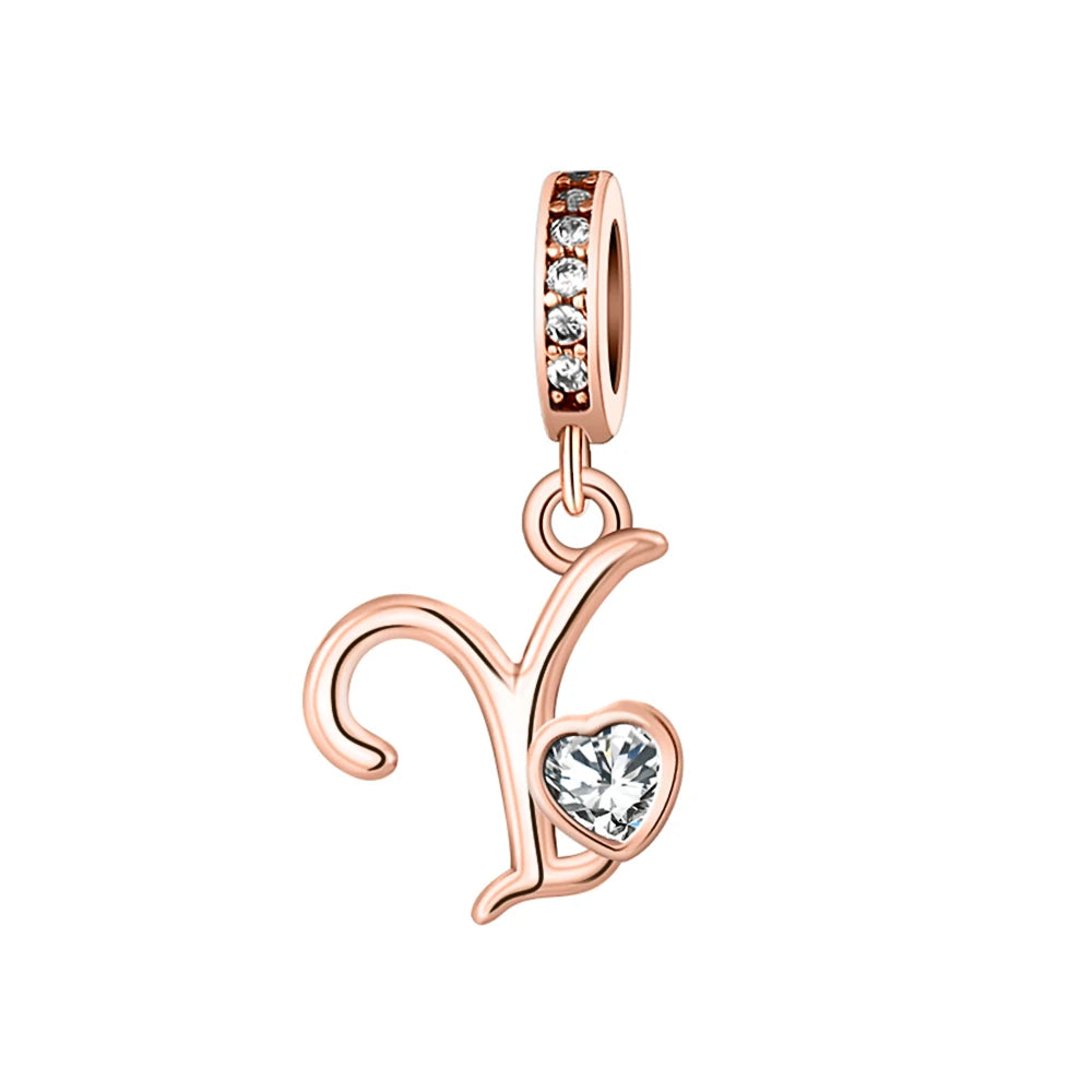 Silver Heart Initial Charm