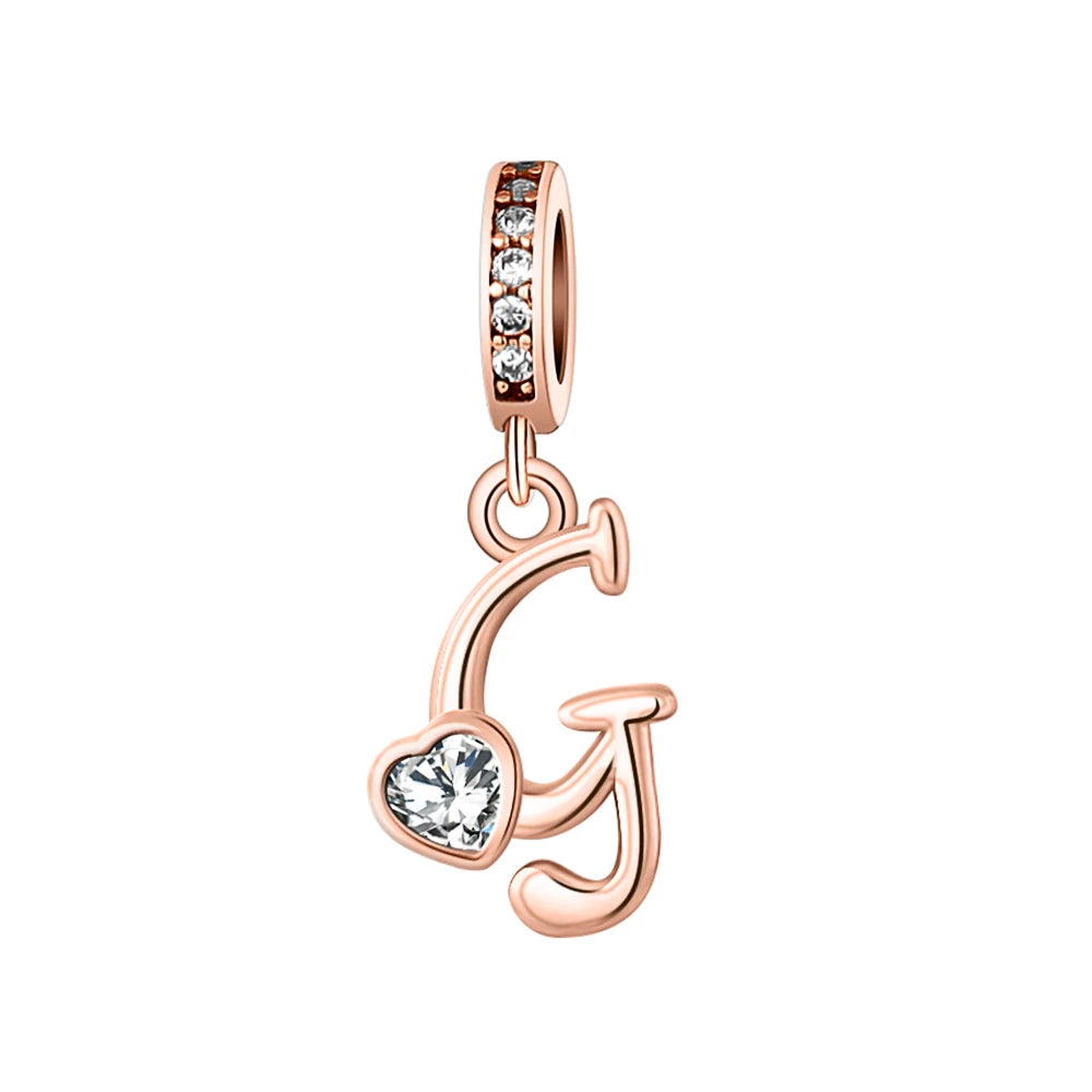 Silver Heart Initial Charm