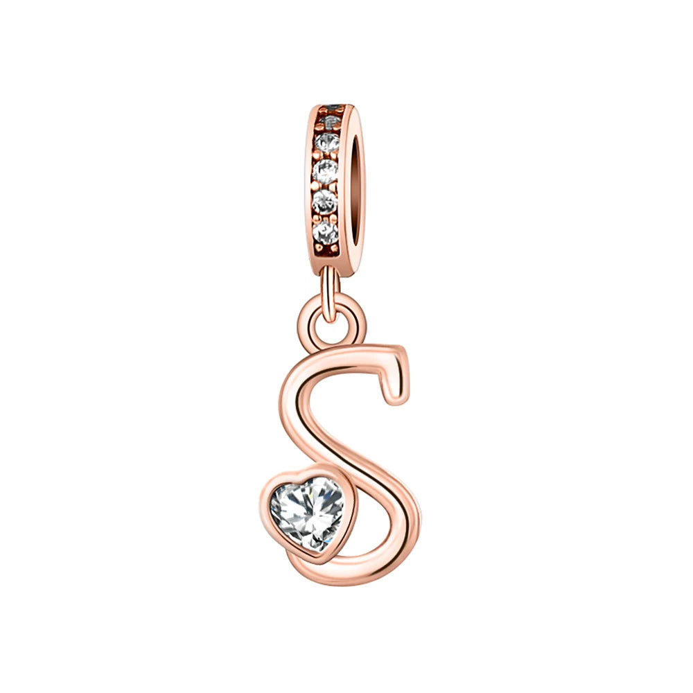 Silver Heart Initial Charm