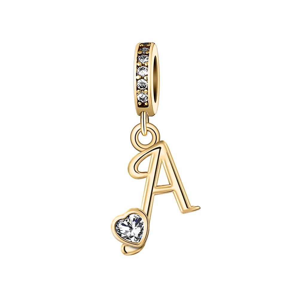 Silver Heart Initial Charm