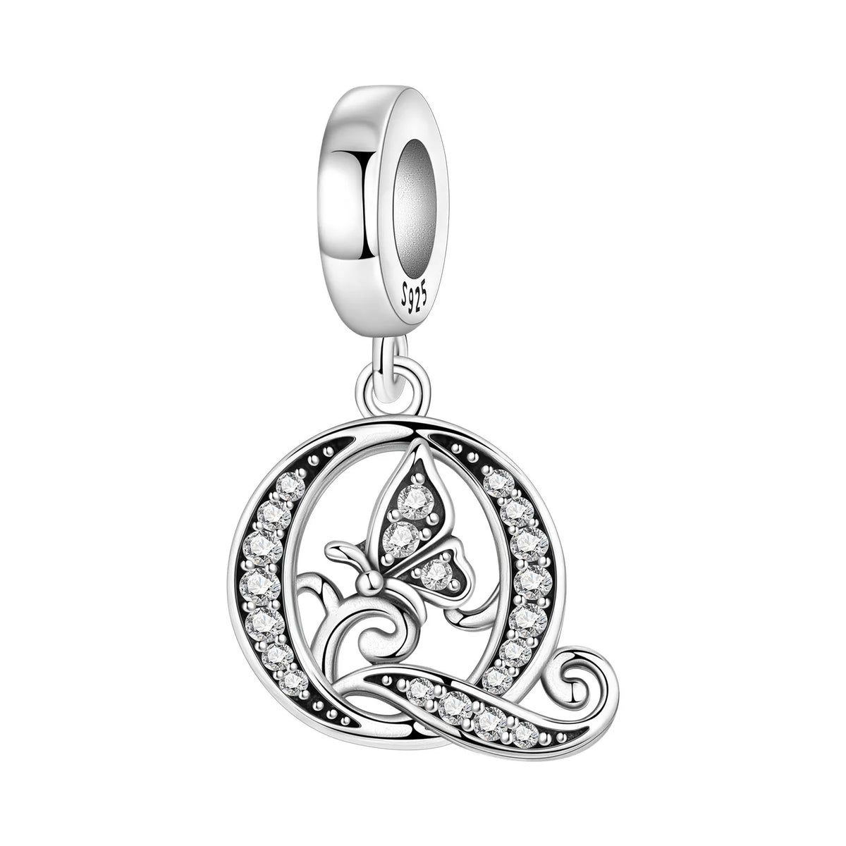 Zircon Butterfly Letter Charm