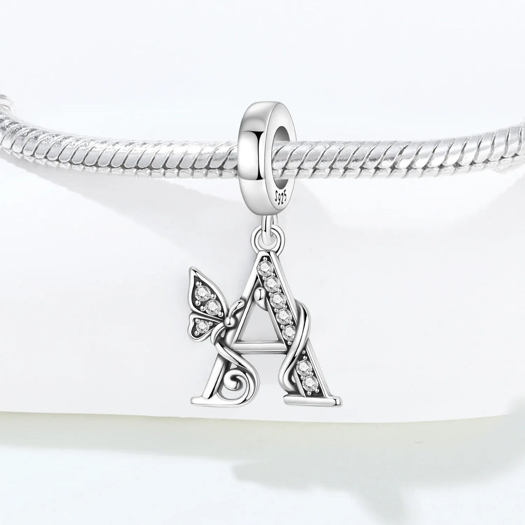 Zircon Butterfly Letter Charm