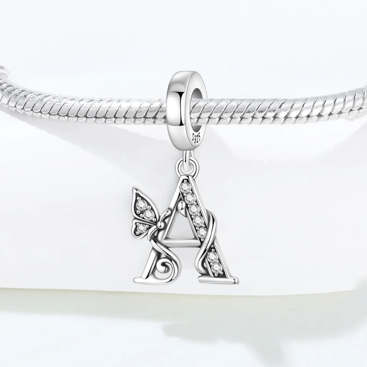 Zircon Butterfly Letter Charm