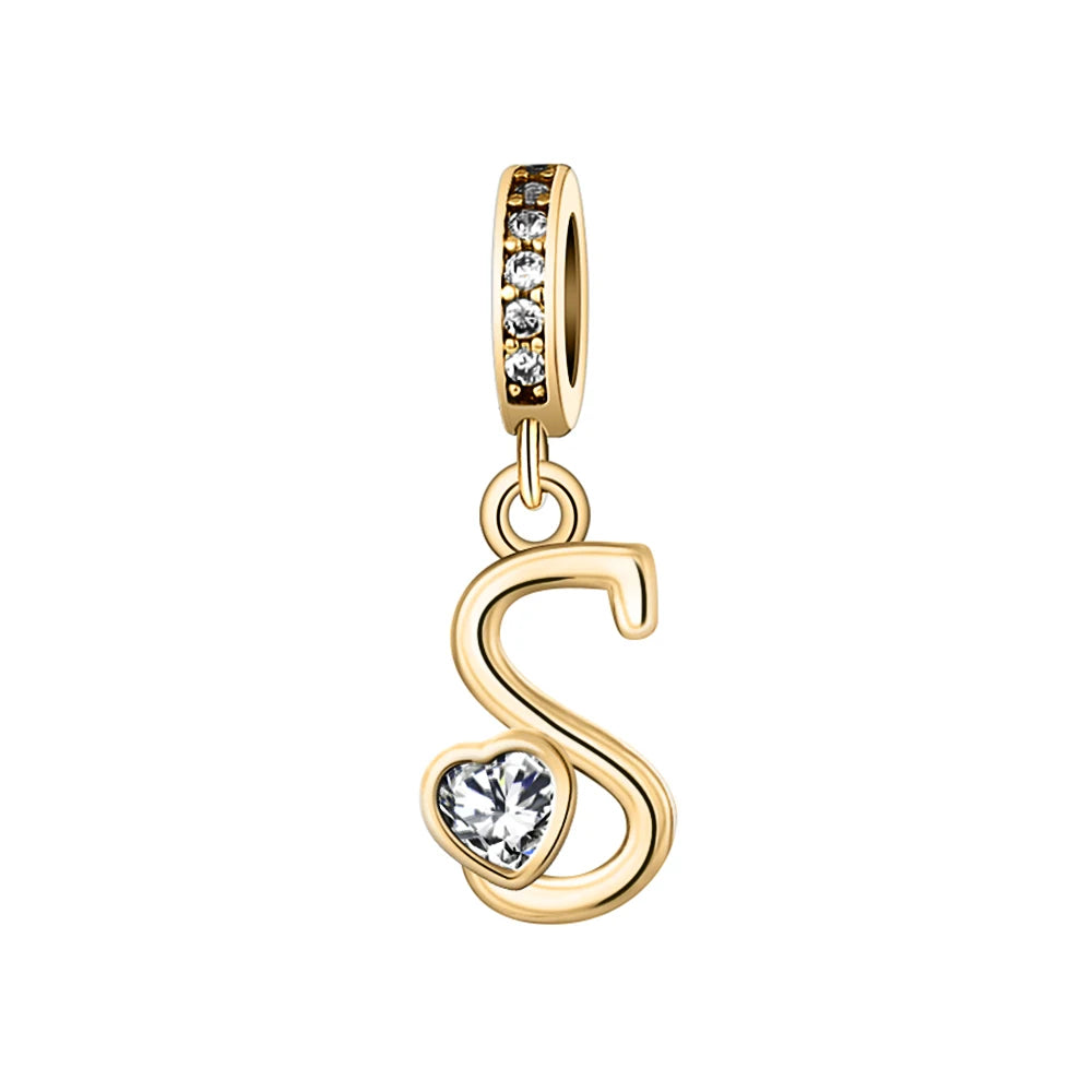 Silver Heart Initial Charm