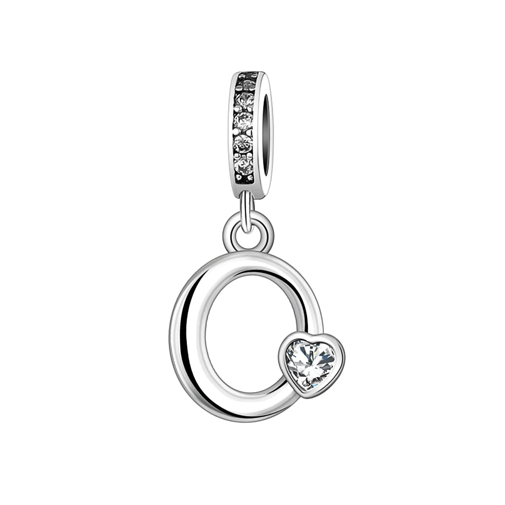 Silver Heart Initial Charm