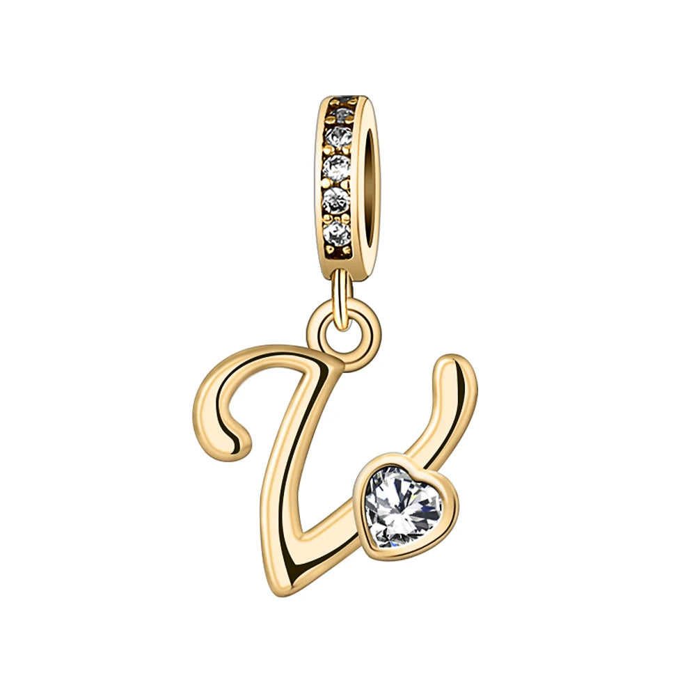 Silver Heart Initial Charm