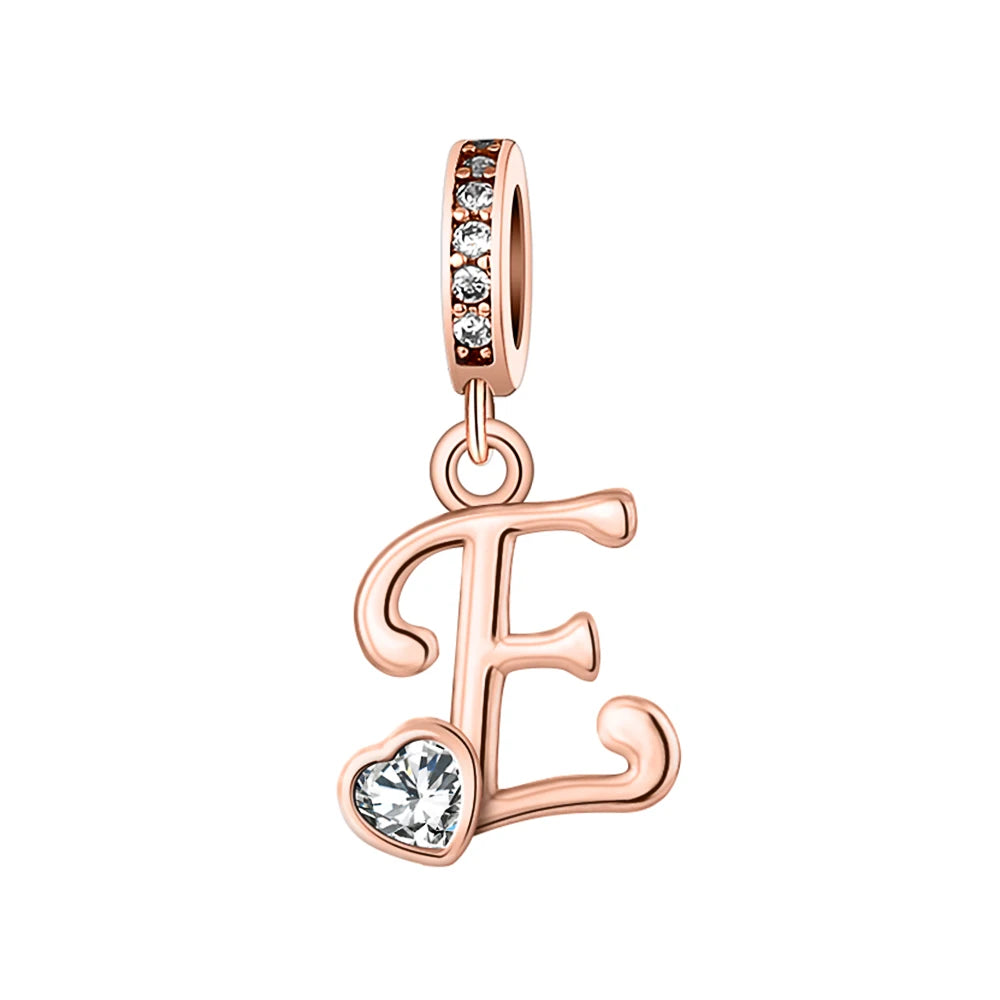 Silver Heart Initial Charm