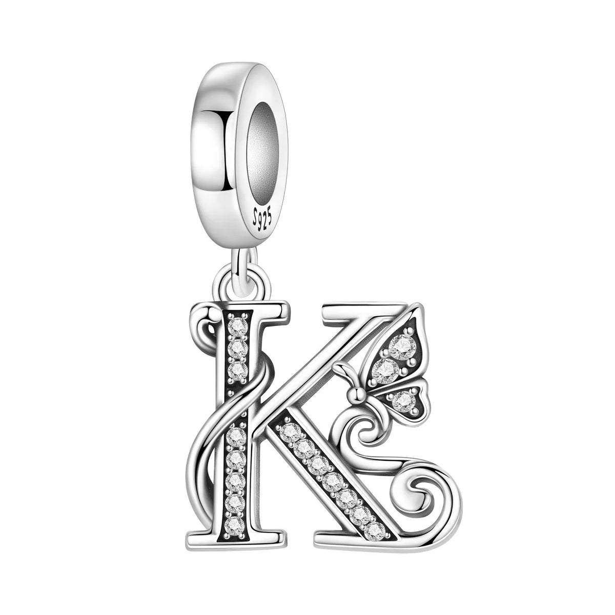 Zircon Butterfly Letter Charm