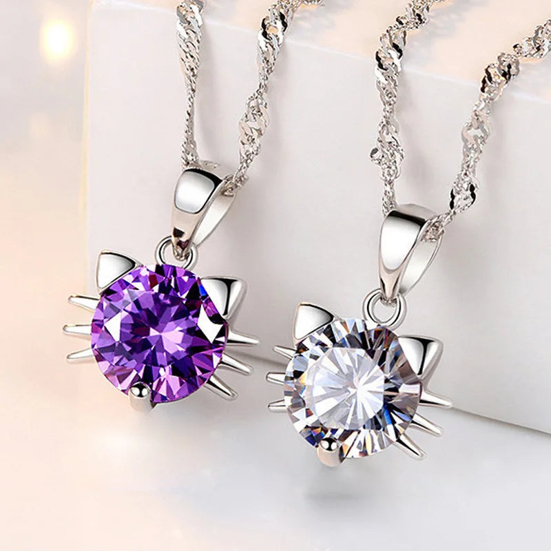 New 925 Sterling Silver Necklace Moissanite Pendant Cute for Women Noble Wedding Jewelry Fine Fashion Accessories Party Gift