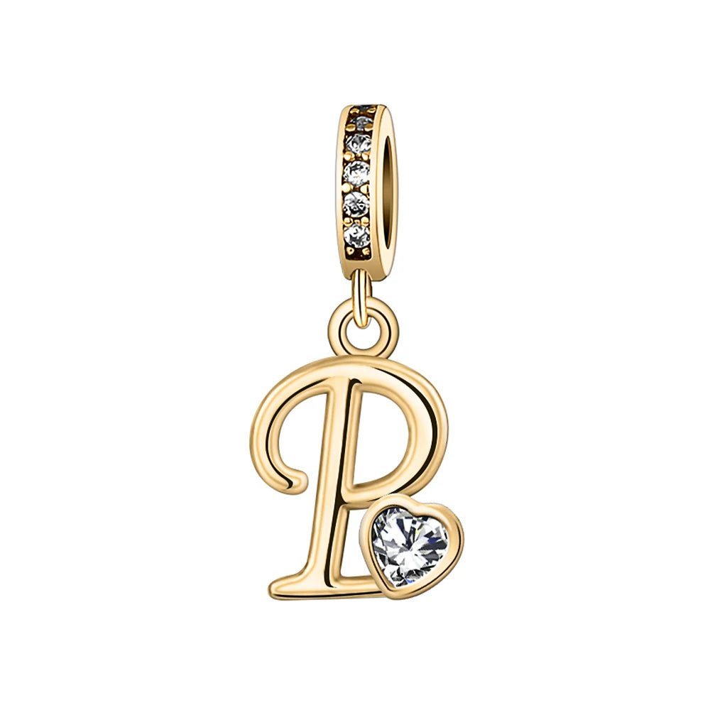 Silver Heart Initial Charm