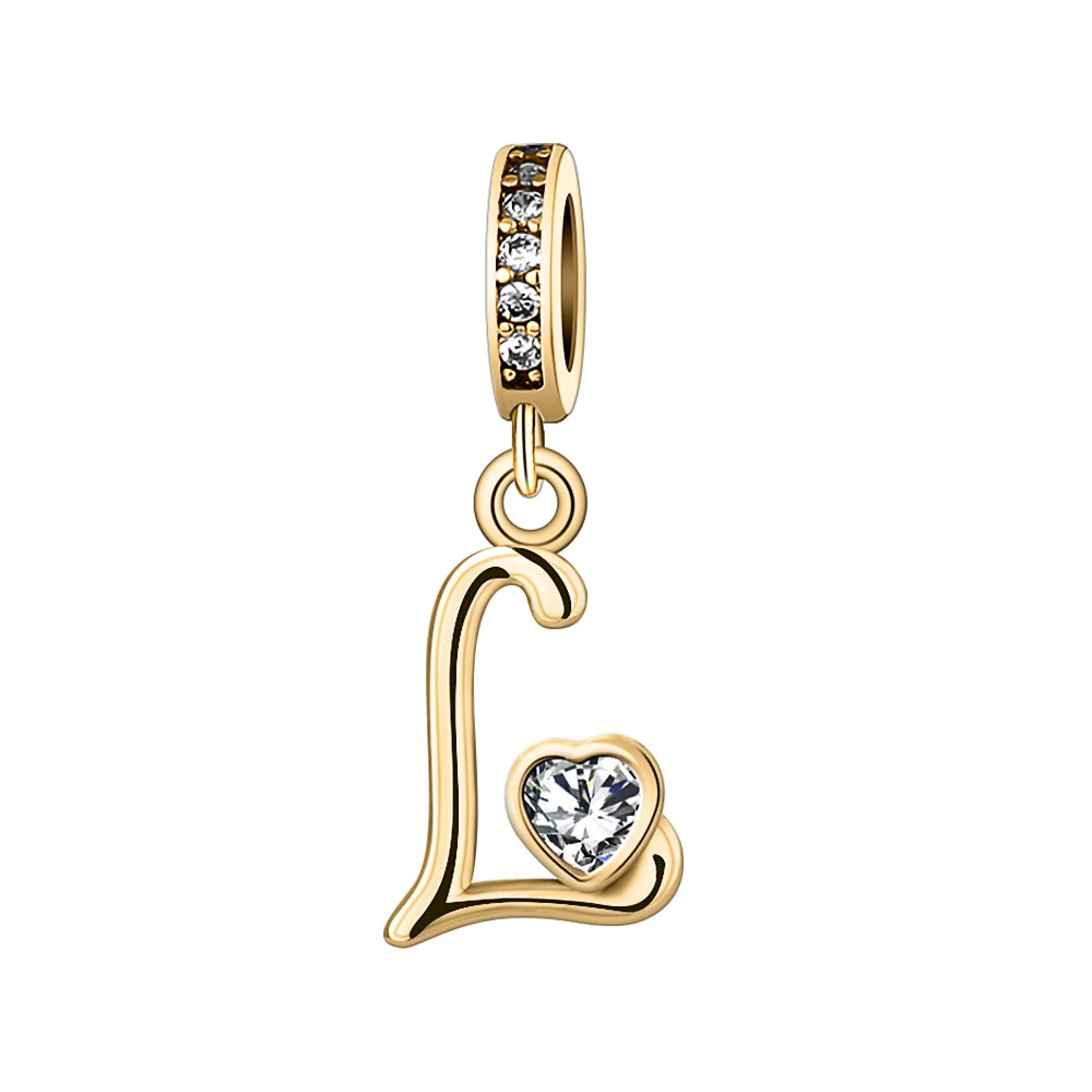 Silver Heart Initial Charm