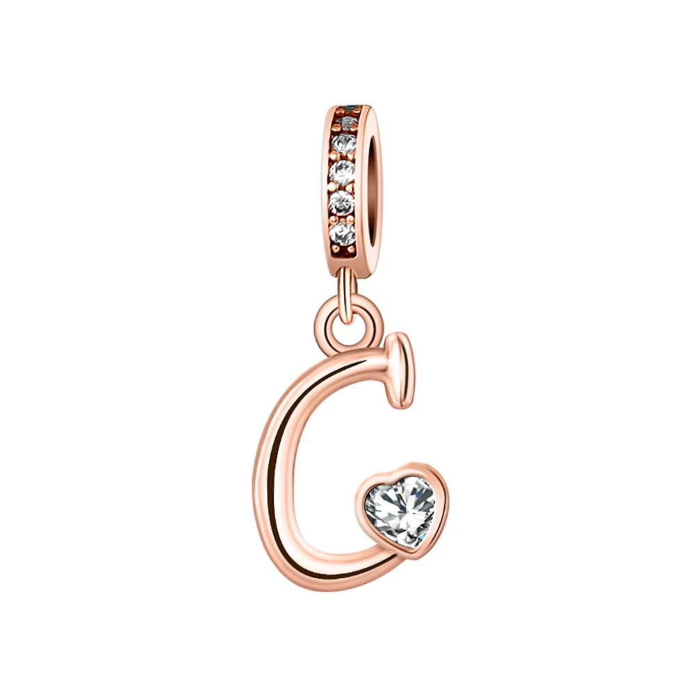 Silver Heart Initial Charm