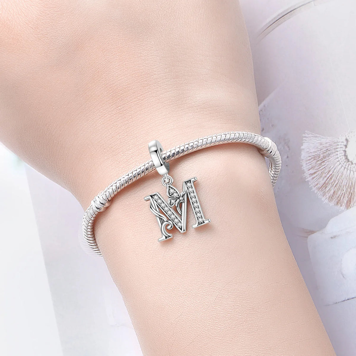 Zircon Letter Dangle Bead