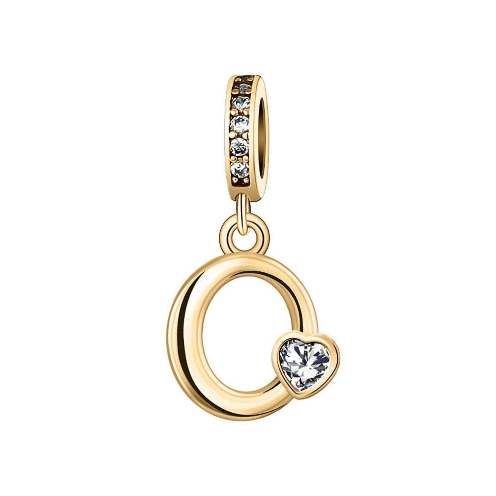 Silver Heart Initial Charm