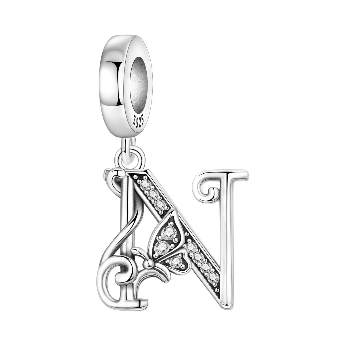 Zircon Butterfly Letter Charm