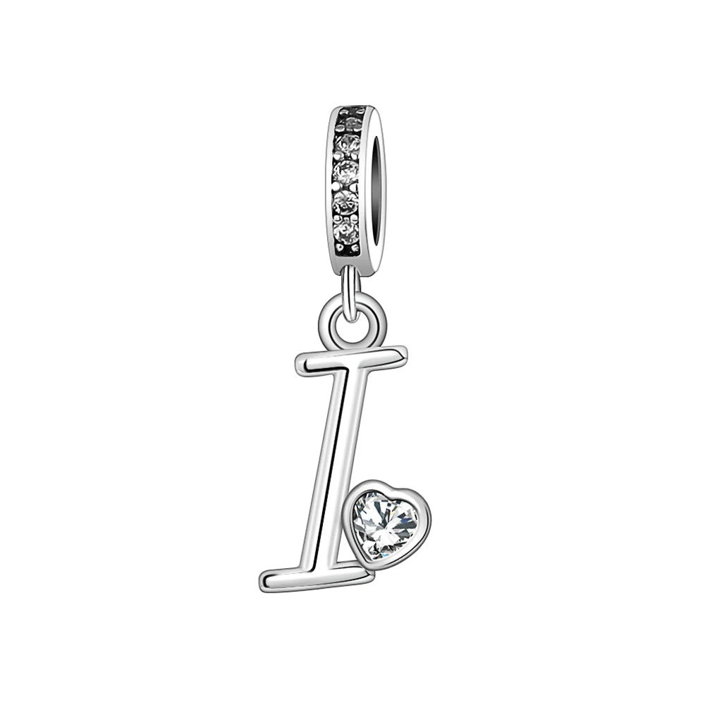 Silver Heart Initial Charm