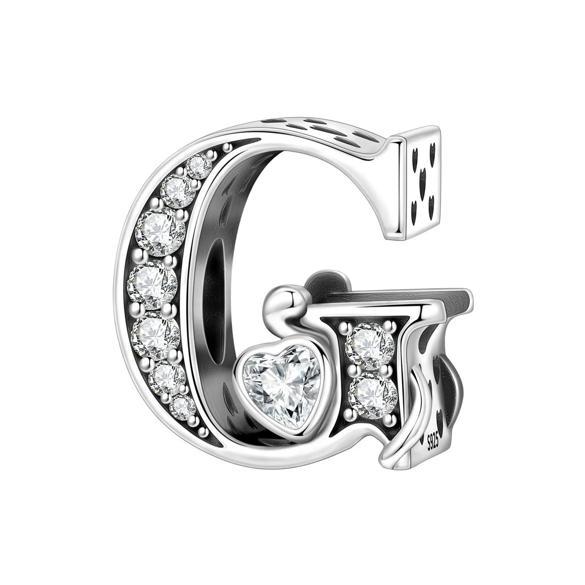 Silver Scroll Alphabet Charm