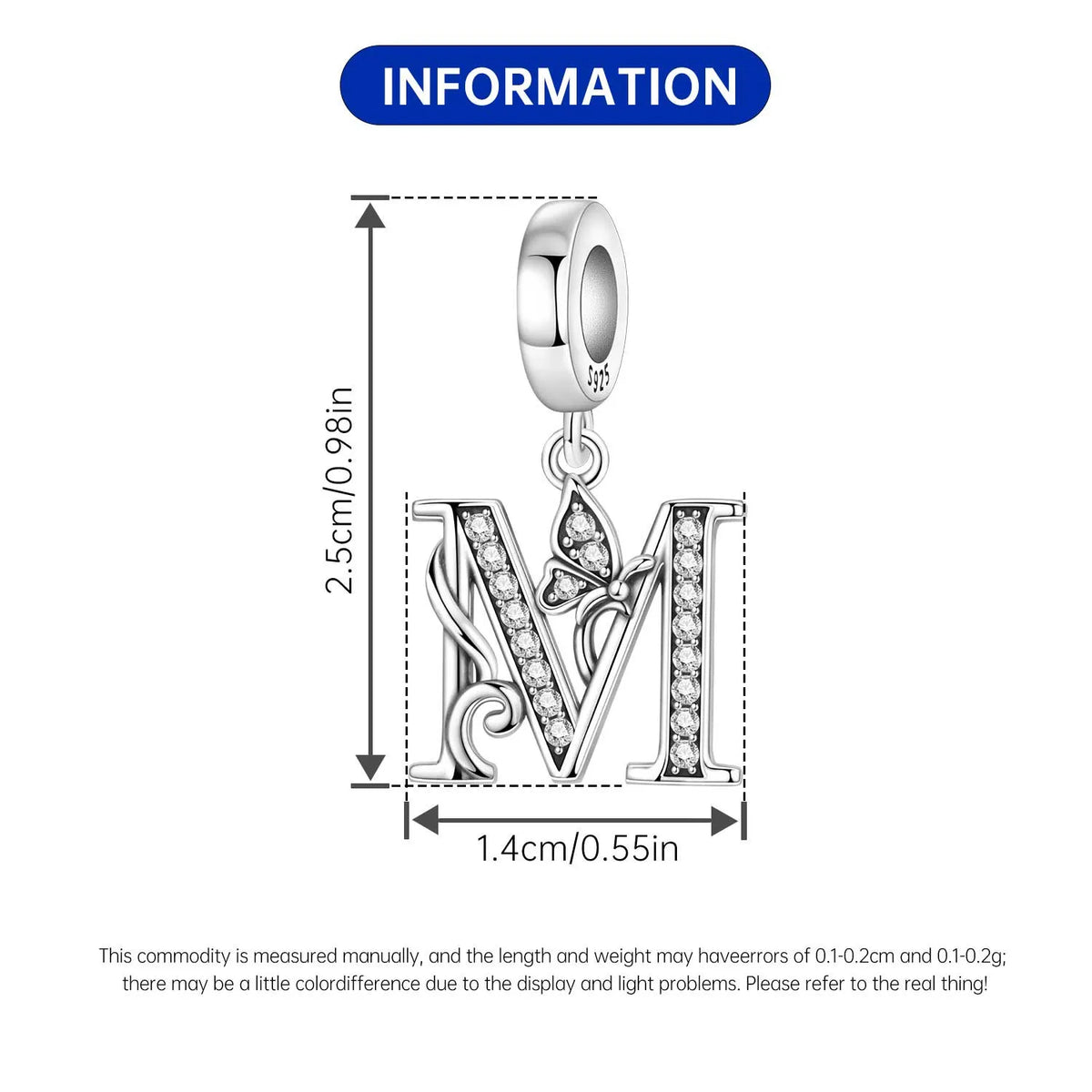 Zircon Letter Dangle Bead