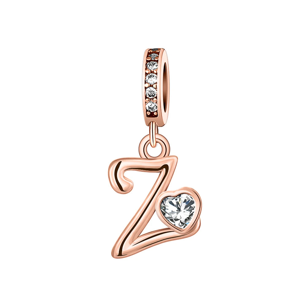 Silver Heart Initial Charm