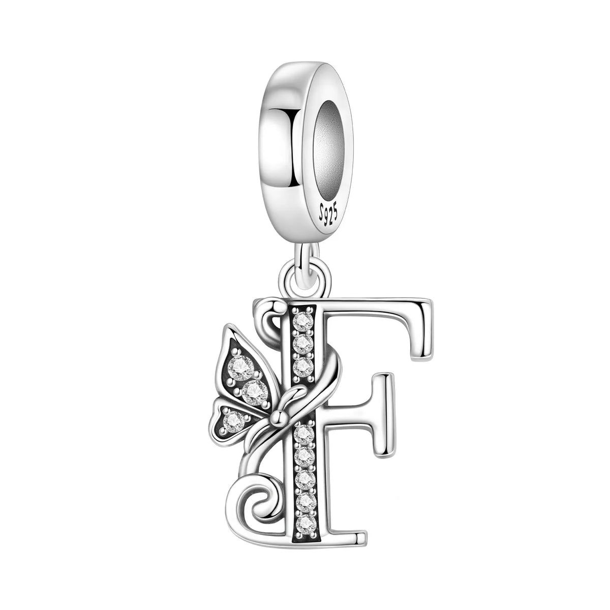 Zircon Butterfly Letter Charm