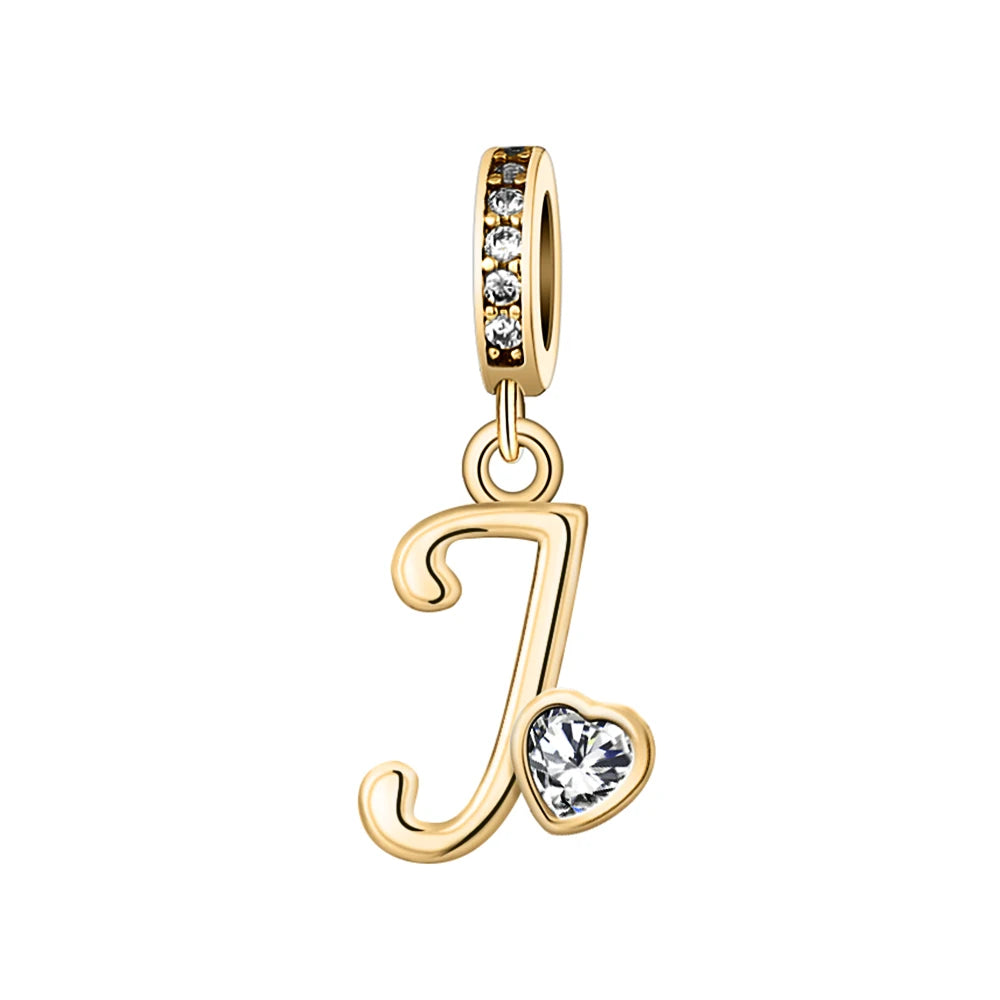 Silver Heart Initial Charm