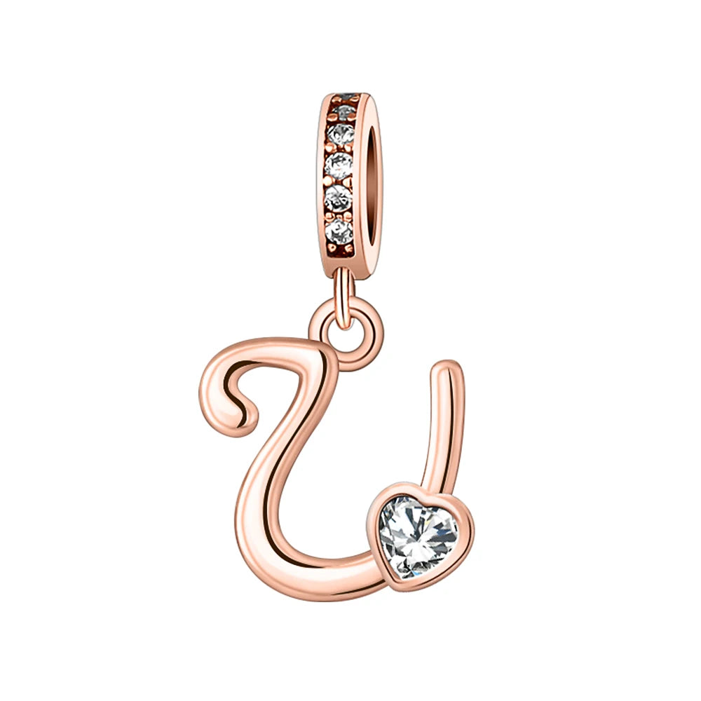 Silver Heart Initial Charm