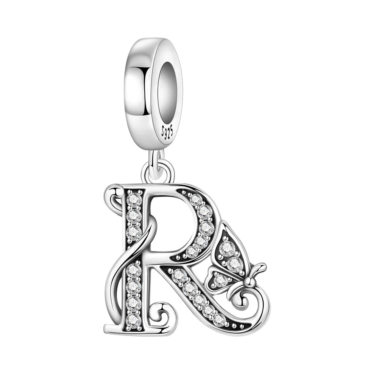 Zircon Butterfly Letter Charm