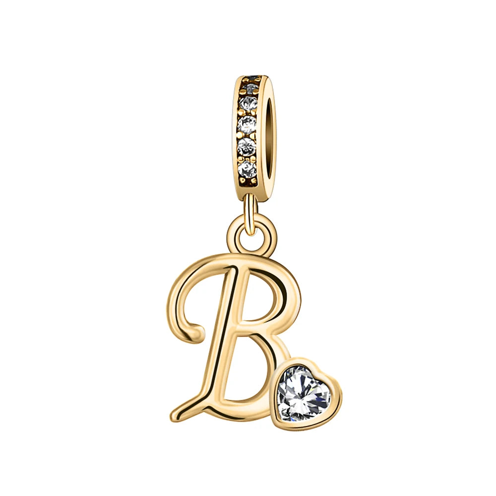 Silver Heart Initial Charm