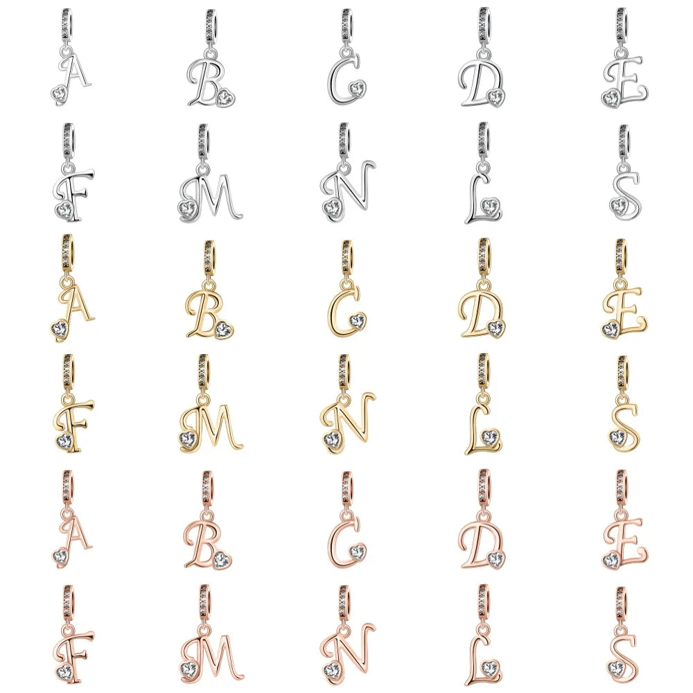 Silver Heart Initial Charm