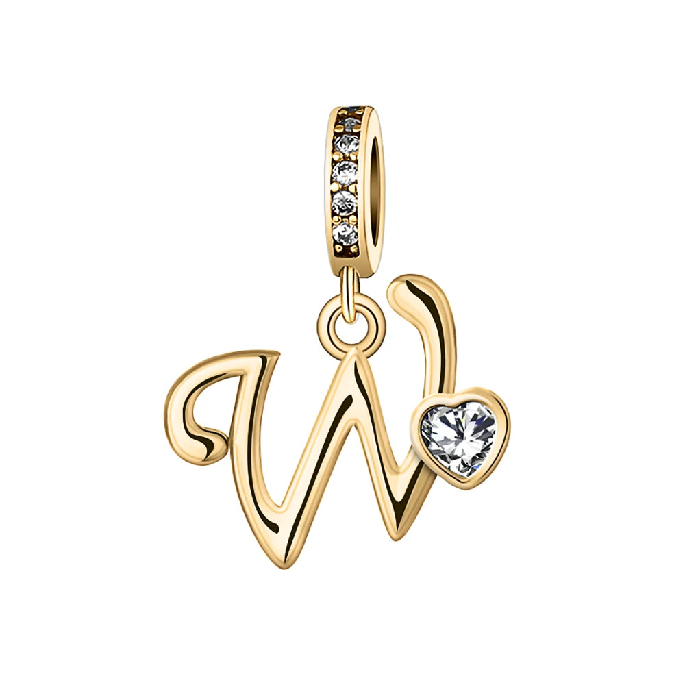 Silver Heart Initial Charm
