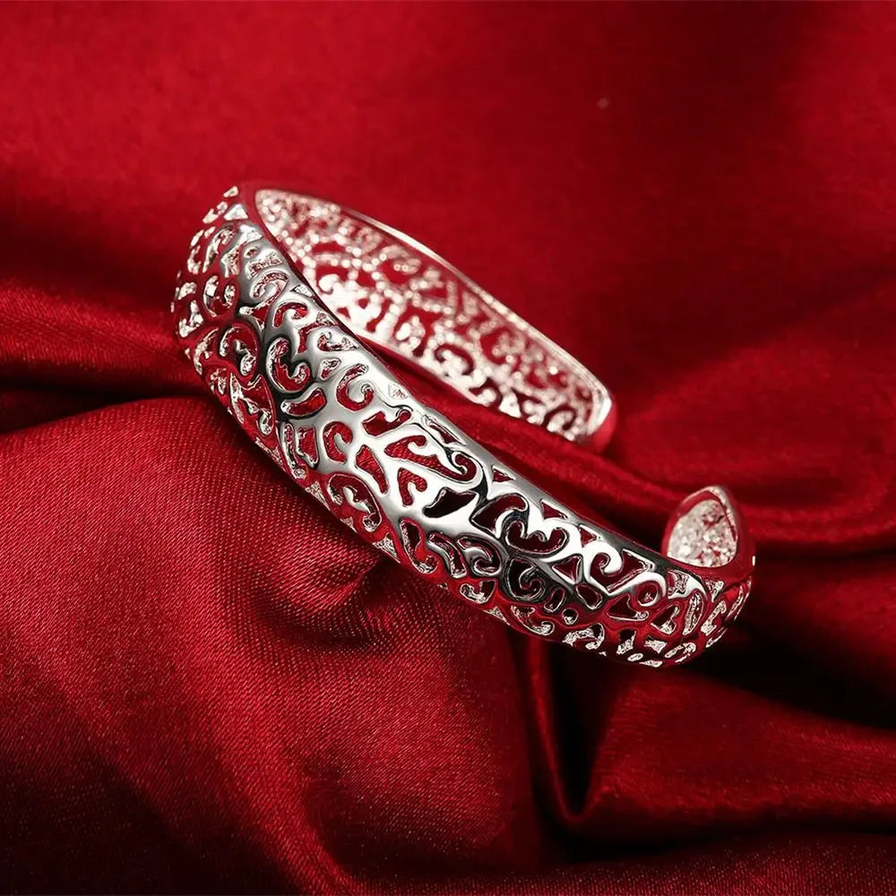Vintage Hollow Filigree Silver Cuff