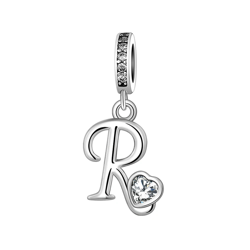 Silver Heart Initial Charm