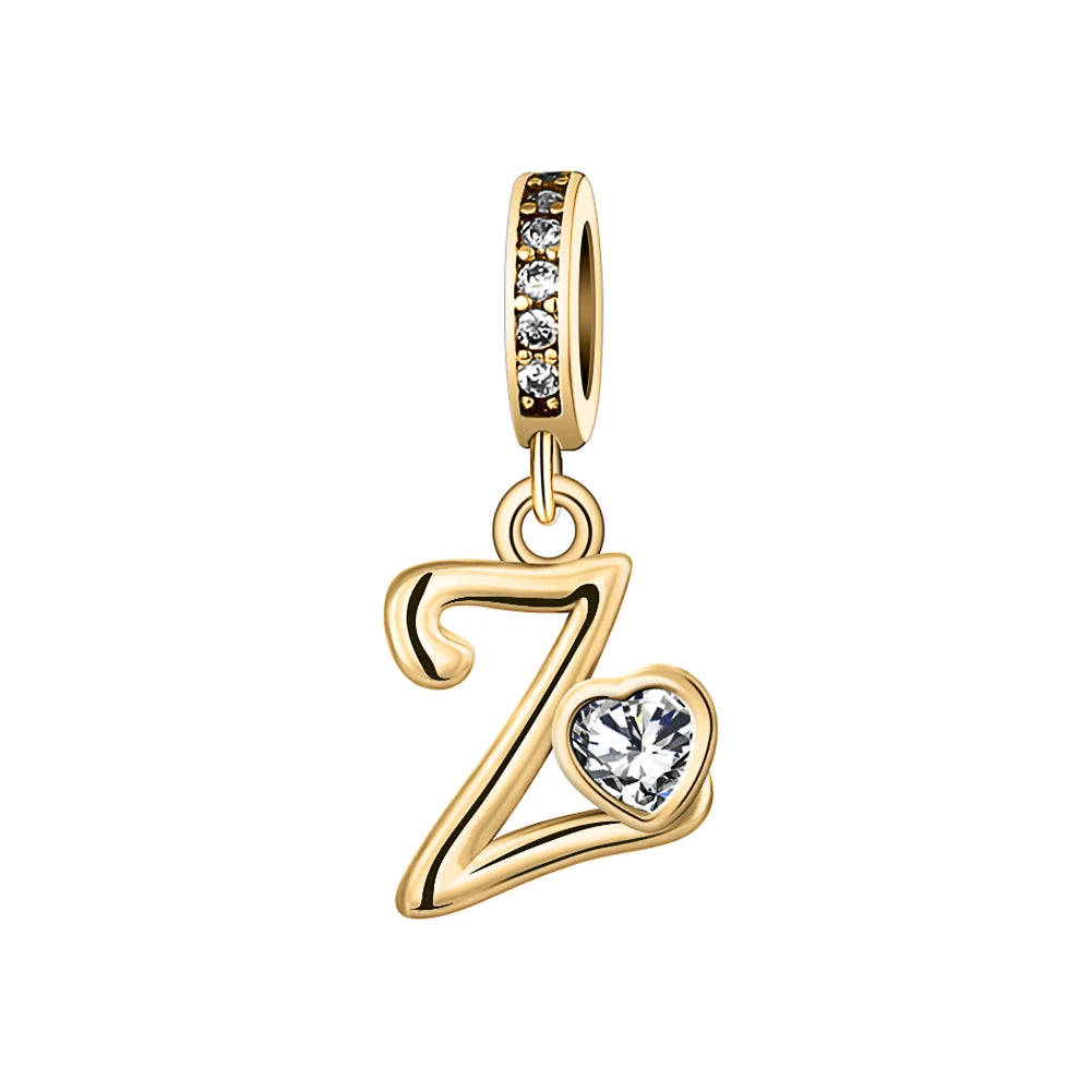Silver Heart Initial Charm