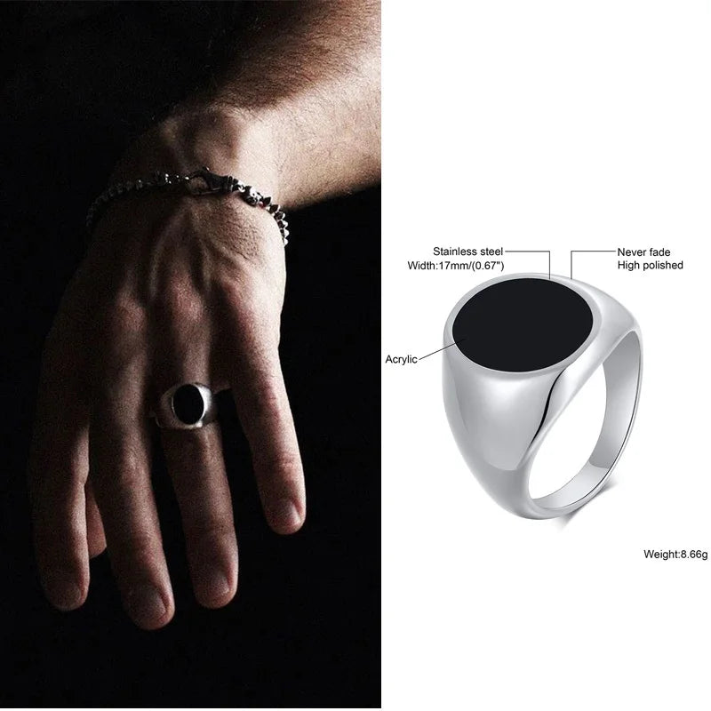 Vintage Black Stone Signet Ring